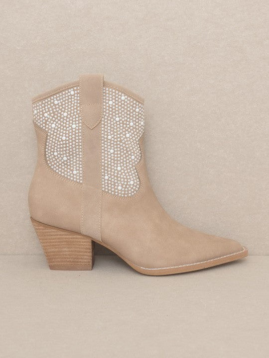 OASIS SOCIETY Western Pearl Studded Booties-Women's Shoes-Shop Z & Joxa