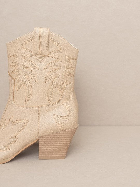 OASIS Society Nantes - South Western-style Embroidered Low Cowboy Boots-Women's Shoes-Shop Z & Joxa