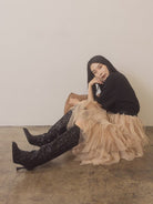 Oasis Society Don't be Afraid to Sparkle - Knee High Sequin Black Boots-Women's Shoes-Shop Z & Joxa