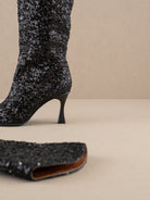 Oasis Society Don't be Afraid to Sparkle - Knee High Sequin Black Boots-Women's Shoes-Shop Z & Joxa