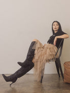 Oasis Society Don't be Afraid to Sparkle - Knee High Sequin Black Boots-Women's Shoes-Shop Z & Joxa