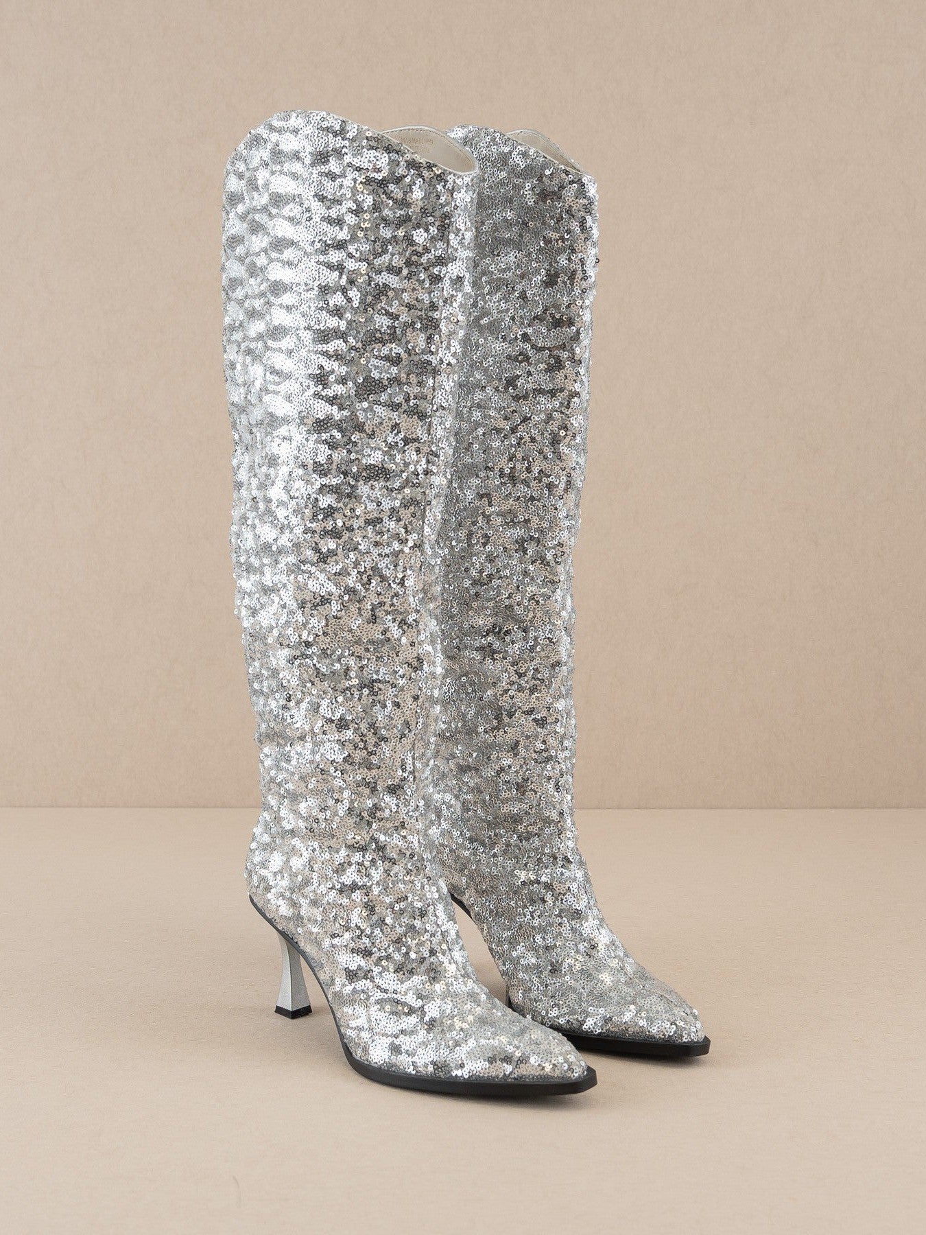 Oasis Society Don't be Afraid to Sparkle - Knee High Sequin Jewel Boots-Shop Z & Joxa