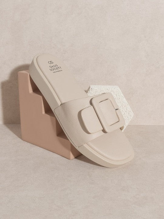 Oasis Society Every Step Tells a Story Daisy Single Buckle Slide-Women's Shoes-Shop Z & Joxa