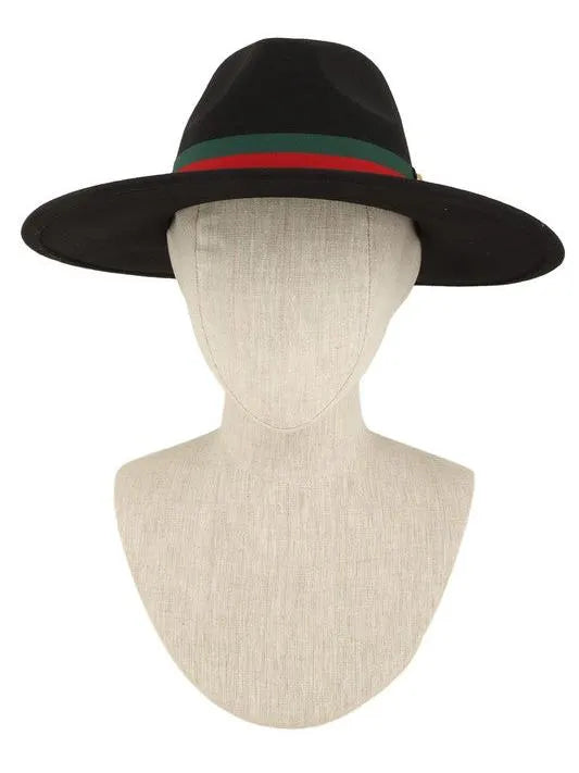 One Hat, Endless Charm with Stripe Band Fedora Hat-Women's Accessories-Shop Z & Joxa