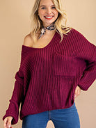 Oversized Front Pocket Knit Sweater-Women's Clothing-Shop Z & Joxa
