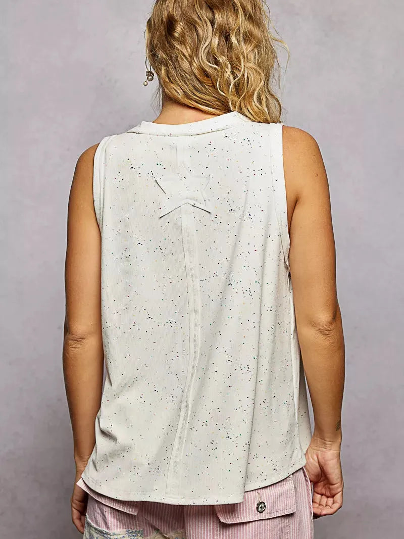 POL All American V-Neck USA Flag Patch Sleeveless Tank-Women's Shirts & Tops-Shop Z & Joxa