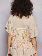 POL Almond Blossom Floral Print Blouse with Gentle Gathers-Women's Shirts & Tops-Shop Z & Joxa