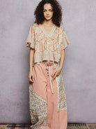 POL Almond Blossom Floral Print Blouse with Gentle Gathers-Women's Shirts & Tops-Shop Z & Joxa