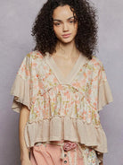 POL Almond Blossom Floral Print Blouse with Gentle Gathers-Women's Shirts & Tops-Shop Z & Joxa