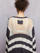 POL Black Mirage Color-Block Striped Twisted Weave Sweater-Women's Shirts & Tops-Shop Z & Joxa