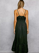 POL Boheme Night Embroidered Tassel Tie Tiered Cami Dress in Black-Women's Dresses-Shop Z & Joxa
