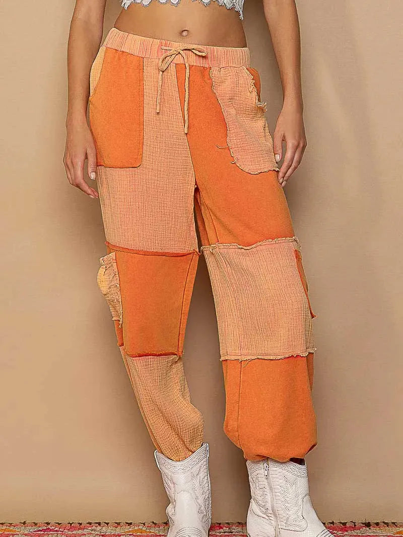 POL Citrus Patch Drawstring Contrast Cargo Jogger Pants-Women's Pants-Shop Z & Joxa