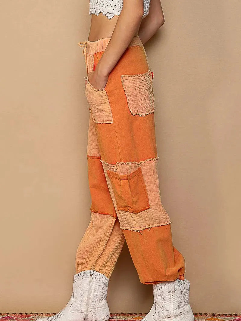 POL Citrus Patch Drawstring Contrast Cargo Jogger Pants-Women's Pants-Shop Z & Joxa