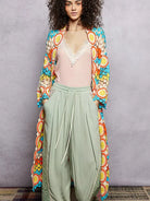 POL Color your Story Open Front Crochet Long Cardigan in Sunset-Women's Shirts & Tops-Shop Z & Joxa