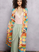 POL Color your Story Open Front Crochet Long Cardigan in Sunset-Women's Shirts & Tops-Shop Z & Joxa