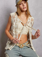 POL Dreamy Layers Front Tie Floral Pattern Crochet Vest-Women's Shirts & Tops-Shop Z & Joxa