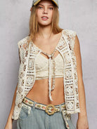 POL Dreamy Layers Front Tie Floral Pattern Crochet Vest-Women's Shirts & Tops-Shop Z & Joxa