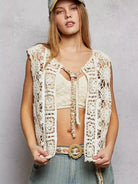 POL Dreamy Layers Front Tie Floral Pattern Crochet Vest-Women's Shirts & Tops-Shop Z & Joxa