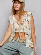POL Dreamy Layers Front Tie Floral Pattern Crochet Vest-Women's Shirts & Tops-Shop Z & Joxa