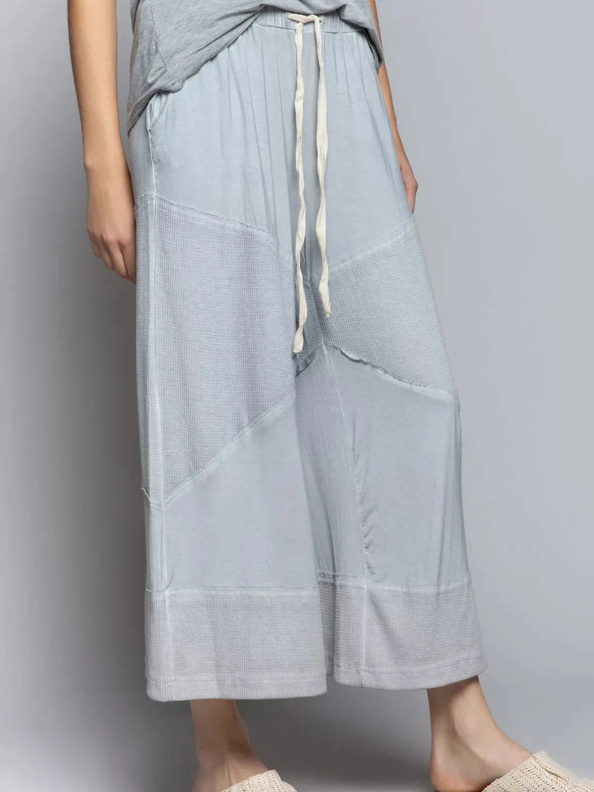 POL Dusty Blue Elastic Waistband Wide Leg Drawstring Pants-Women's Pants-Shop Z & Joxa