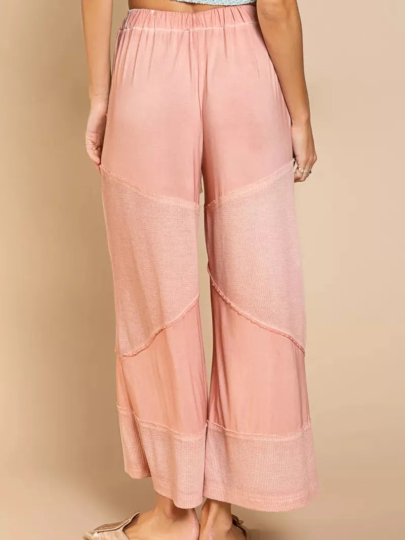 POL Dusty Rose Elastic Waistband Wide Leg Drawstring Pants-Women's Pants-Shop Z & Joxa