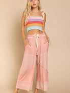 POL Dusty Rose Elastic Waistband Wide Leg Drawstring Pants-Women's Pants-Shop Z & Joxa