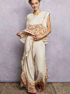 POL Floral Edge Cropped Ruffled Top with Lace Detail in Ivory-Women's Shirts & Tops-Shop Z & Joxa