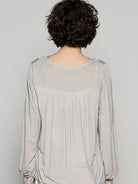 POL Floral Whisper Floral Embroidery Top with Lace in Taupe-Women's Shirts & Tops-Shop Z & Joxa
