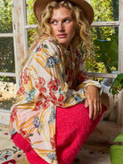 POL Flower Power Floral Print Button Down Long Sleeve Blouse-Women's Shirts & Tops-Shop Z & Joxa