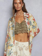 POL Flower Power Floral Print Button Down Long Sleeve Blouse-Women's Shirts & Tops-Shop Z & Joxa