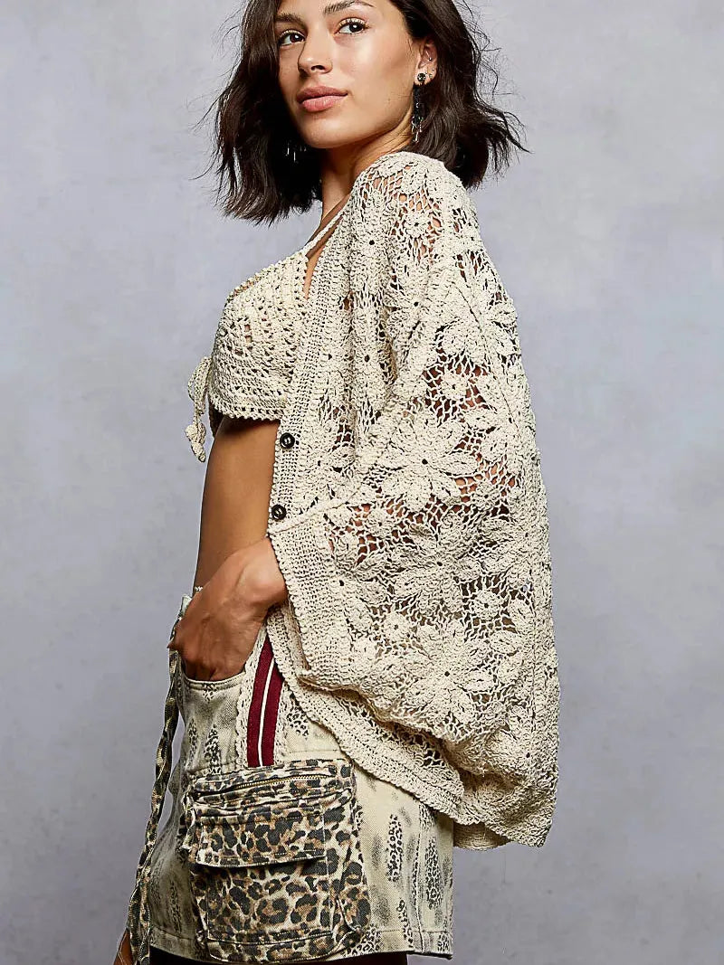 POL Free Spirit Crochet Lightweight Knit Cardigan-Women's Shirts & Tops-Shop Z & Joxa