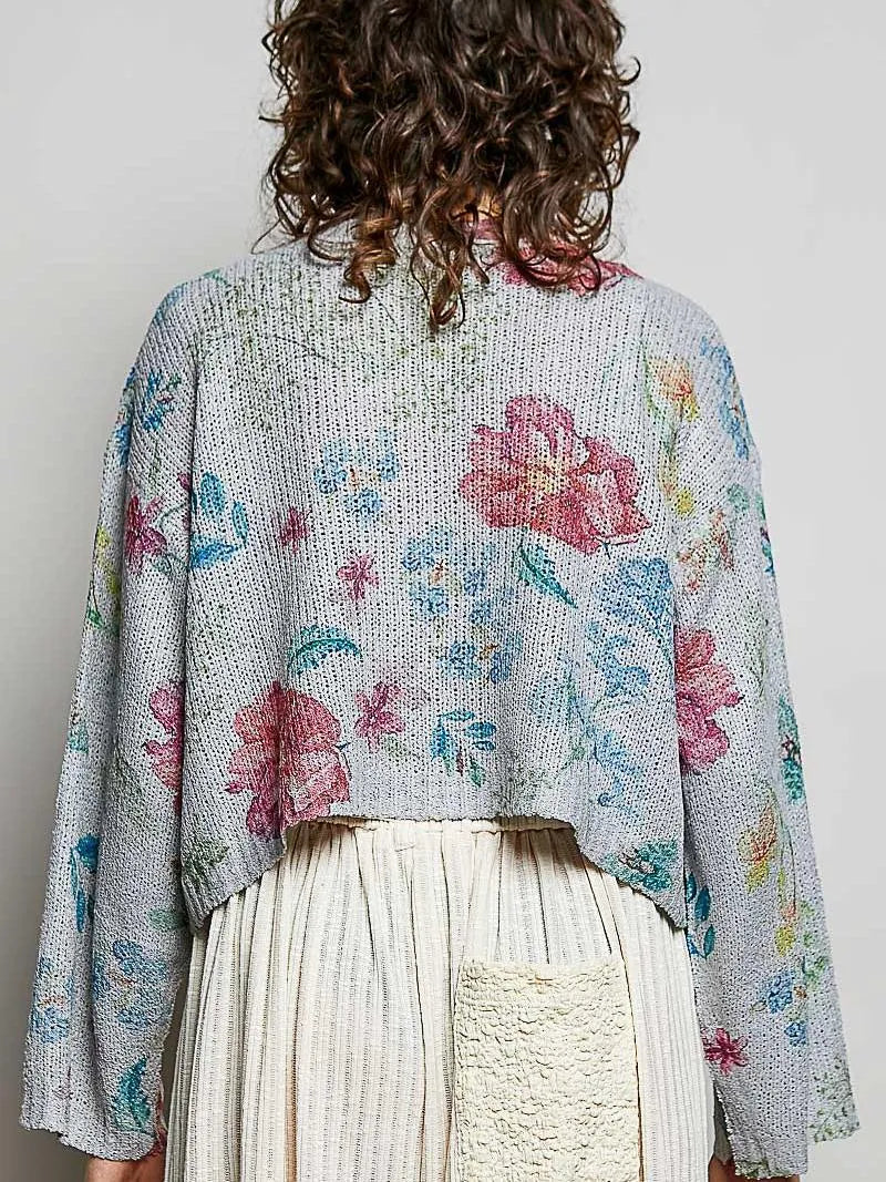 POL Heather Bloom Floral Print Button-Down Knit Cardigan-Women's Shirts & Tops-Shop Z & Joxa