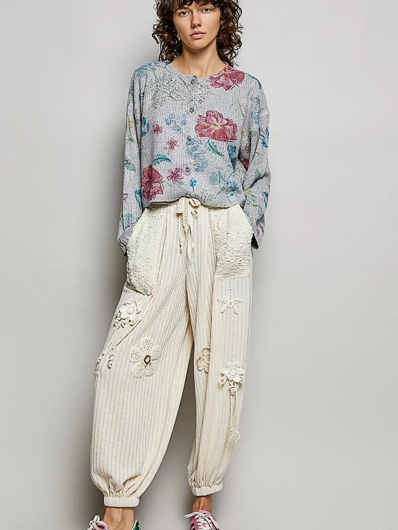 POL Heather Bloom Floral Print Button-Down Knit Cardigan-Women's Shirts & Tops-Shop Z & Joxa