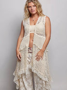 POL Heirloom Lace Vintage Ruffled Crochet Vest Cardigan in Cream-Women's Shirts & Tops-Shop Z & Joxa