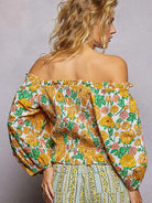 POL Honey Blossom Floral Print Off-Shoulder Smocked Blouse-Women's Shirts & Tops-Shop Z & Joxa