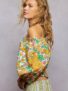 POL Honey Blossom Floral Print Off-Shoulder Smocked Blouse-Women's Shirts & Tops-Shop Z & Joxa