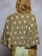 POL Hooked on Olive Crochet Wide Sleeve Cropped Knit Top-Women's Shirts & Tops-Shop Z & Joxa