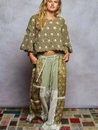 POL Hooked on Olive Crochet Wide Sleeve Cropped Knit Top-Women's Shirts & Tops-Shop Z & Joxa