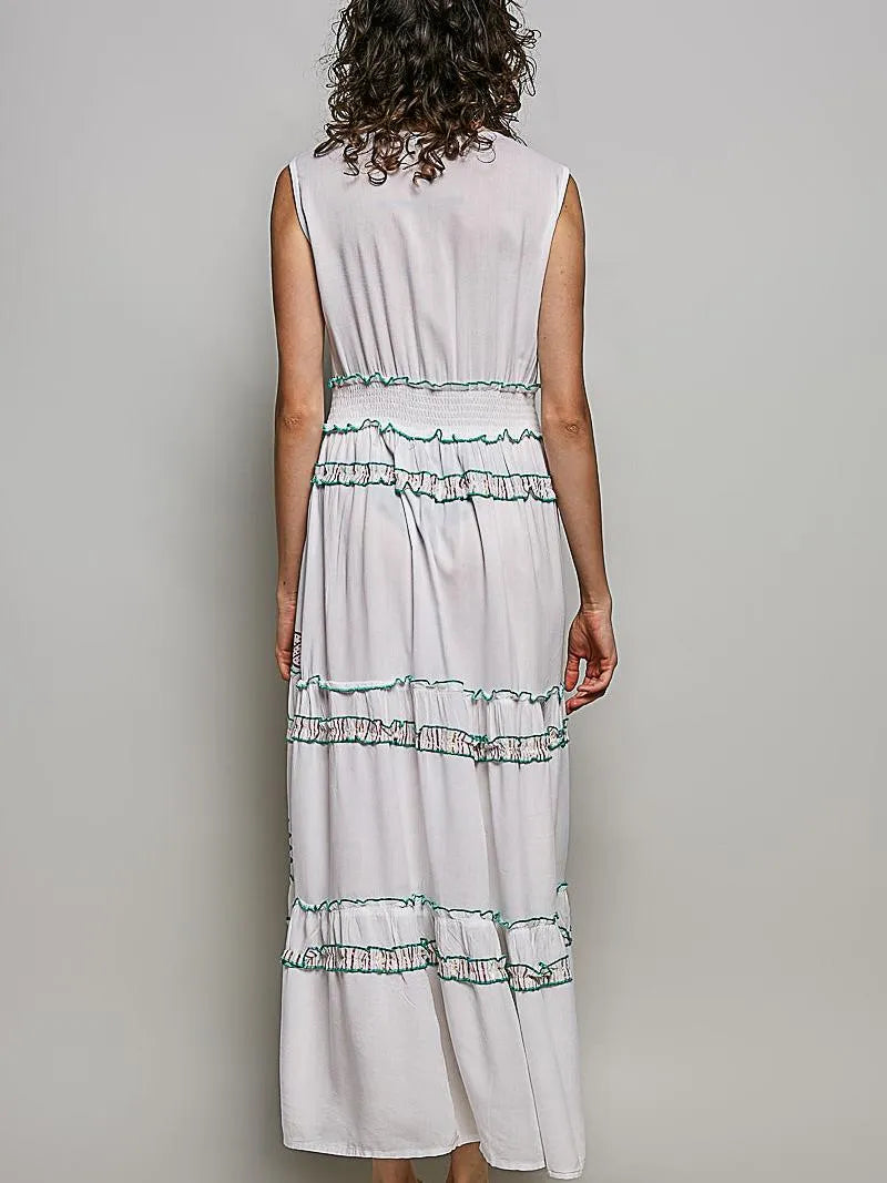 POL Ivory Breeze Sleeveless Tiered Floral Maxi Dress-Women's Dresses-Shop Z & Joxa