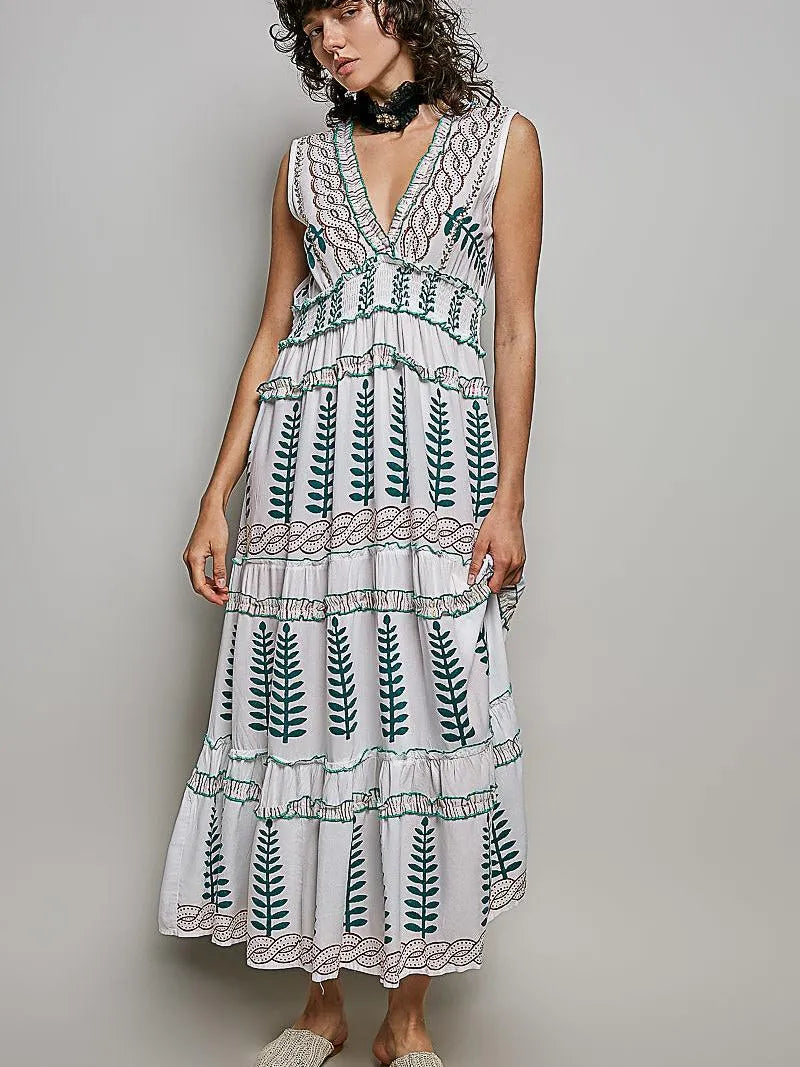 POL Ivory Breeze Sleeveless Tiered Floral Maxi Dress-Women's Dresses-Shop Z & Joxa