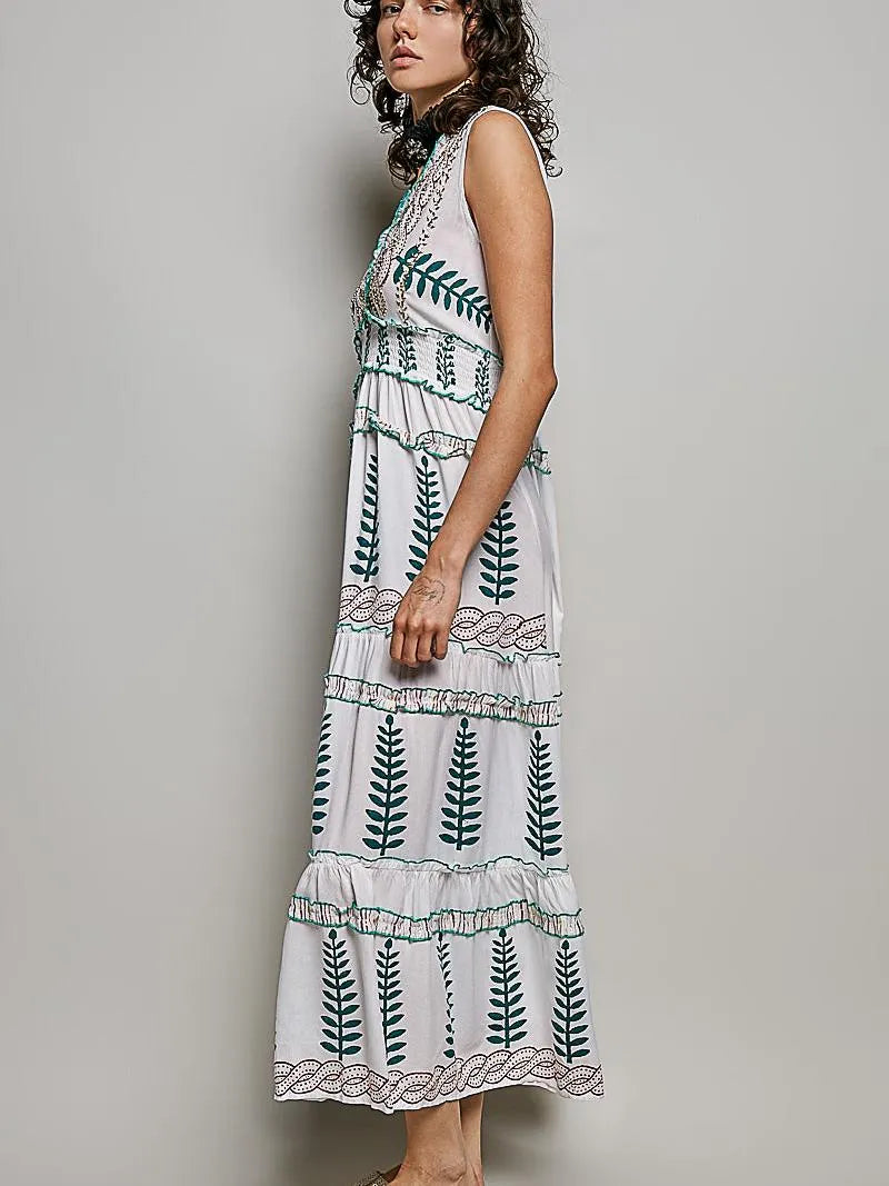 POL Ivory Breeze Sleeveless Tiered Floral Maxi Dress-Women's Dresses-Shop Z & Joxa