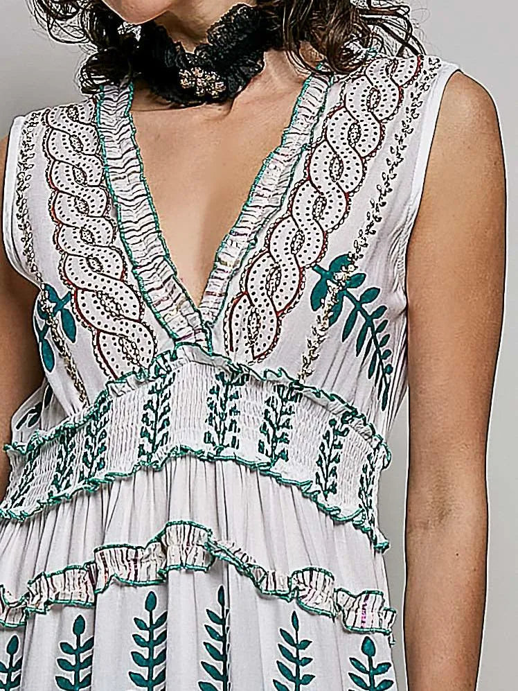 POL Ivory Breeze Sleeveless Tiered Floral Maxi Dress-Women's Dresses-Shop Z & Joxa