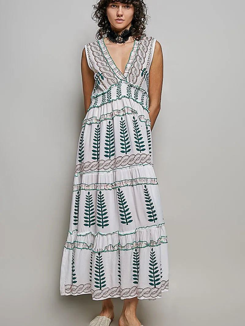 POL Ivory Breeze Sleeveless Tiered Floral Maxi Dress-Women's Dresses-Shop Z & Joxa