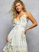 POL Ivory Enchantment Embroidered Tassel Sleeveless Mini Dress-Women's Dresses-Shop Z & Joxa