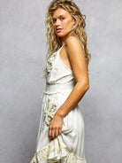 POL Ivory Enchantment Embroidered Tassel Sleeveless Mini Dress-Women's Dresses-Shop Z & Joxa