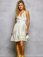 POL Ivory Enchantment Embroidered Tassel Sleeveless Mini Dress-Women's Dresses-Shop Z & Joxa