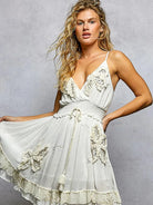 POL Ivory Enchantment Embroidered Tassel Sleeveless Mini Dress-Women's Dresses-Shop Z & Joxa