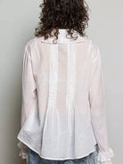POL Ivory Grace Lace Trim Pintuck Button-Down Blouse-Women's Shirts & Tops-Shop Z & Joxa