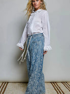 POL Ivory Grace Lace Trim Pintuck Button-Down Blouse-Women's Shirts & Tops-Shop Z & Joxa