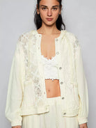 POL Ivory Lace Exposed Seam Lace Detail Hooded Jacket-Women's Outerwear-Shop Z & Joxa